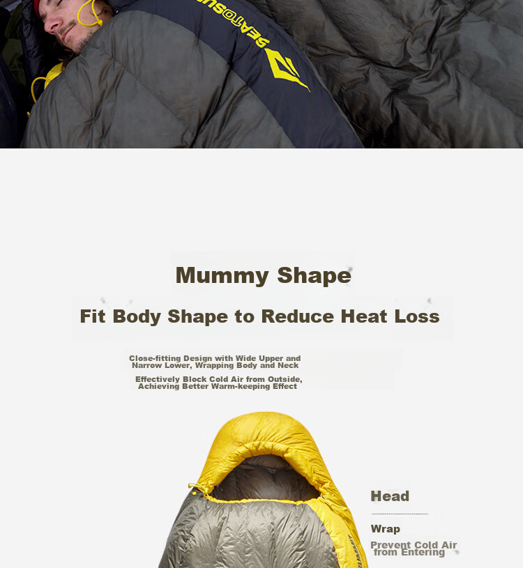 SEA TO SUMMIT Outdoor Camping Adult Down Sleeping Bag, Single-Person Mummy-Style Goose Down Waterproof Sleeping Bag 10