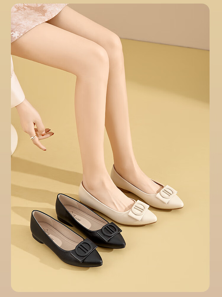 Dusto Pointed Toe Low-Cut Women's Flats, 2026 New Spring Style, Low Heel Flat Shoes, Loafers, Soft Sole, Commuter Women's Shoes 2