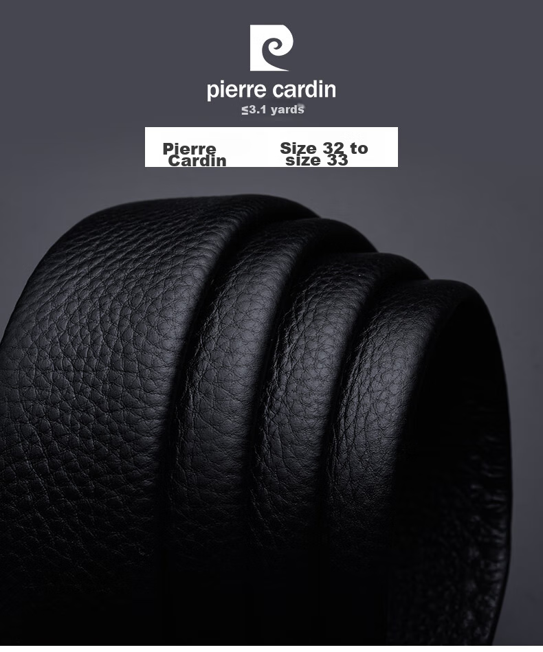 Pierre Cardin [Top-Grain Leather] Men's Belt, Automatic Buckle, No Buckle Head, Black (Width 3.5cm, Length 115cm) 1
