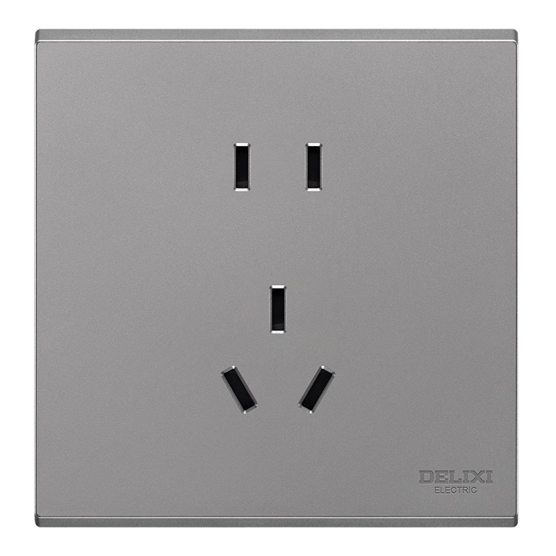 DELIXI Switch Socket Panel, 86-Type Panel, CD229, 10A Five-Hole Socket, Starry Gray Large Panel