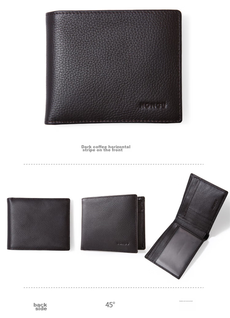 HONGU Men's Short Wallet, Top-Grain Leather Business Card Holder Gift Box Set, Birthday Present 6