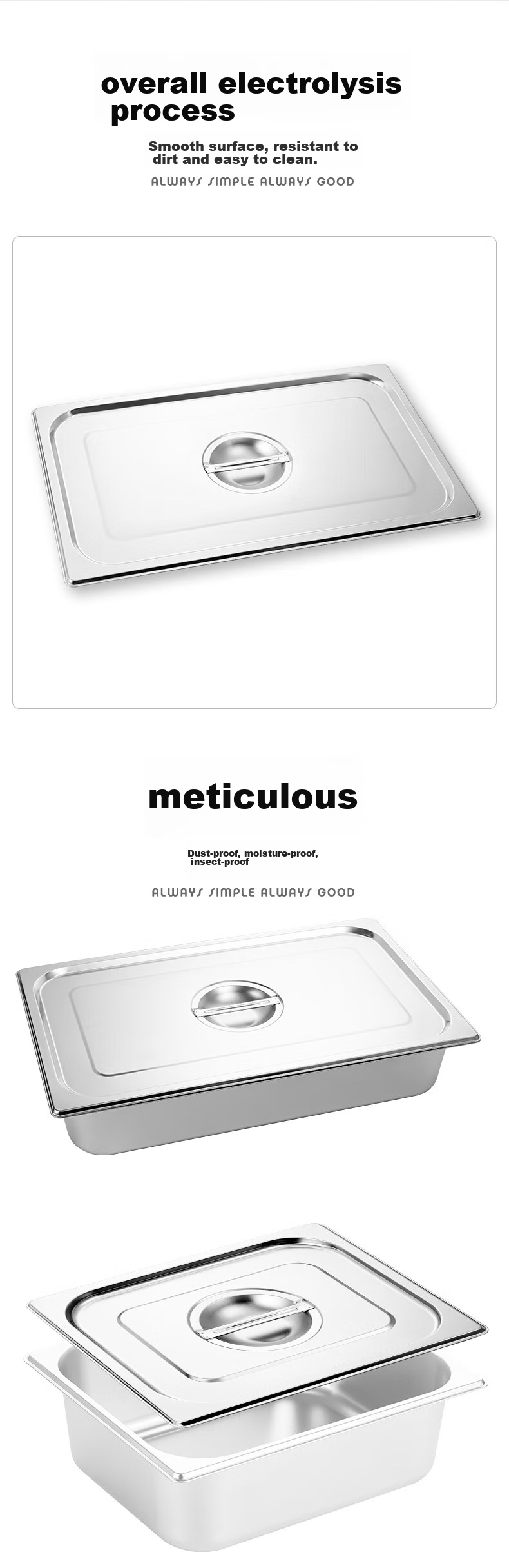 Jinyaoshi Stainless Steel Portion Pan, 1/3 Thickened Pan Lid, GK-MFS13 2