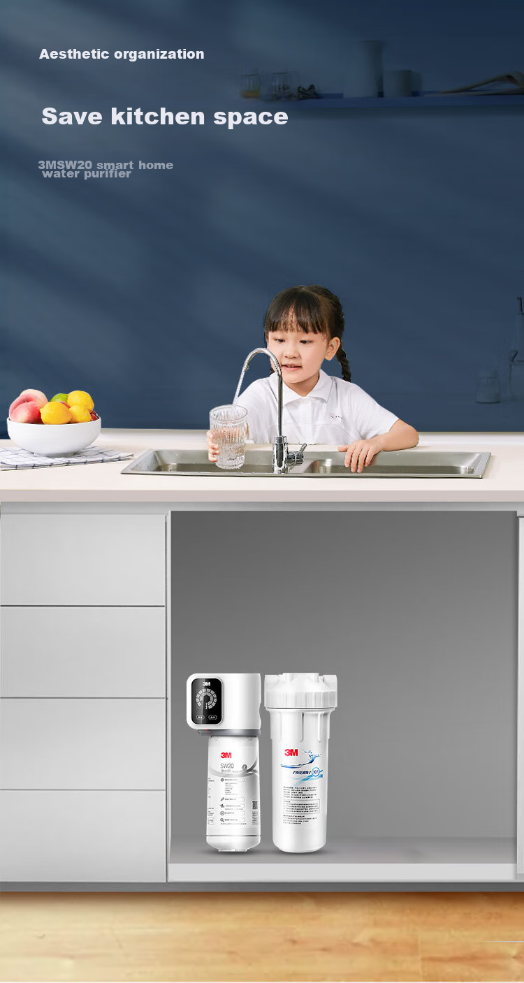3M Water Purifier Xiaotianyuan Home Water Filtration System, Zero Wastewater, Mineral Direct Drinking, Smart 2.2L/min High Flow Rate 700G Filter SW20 3