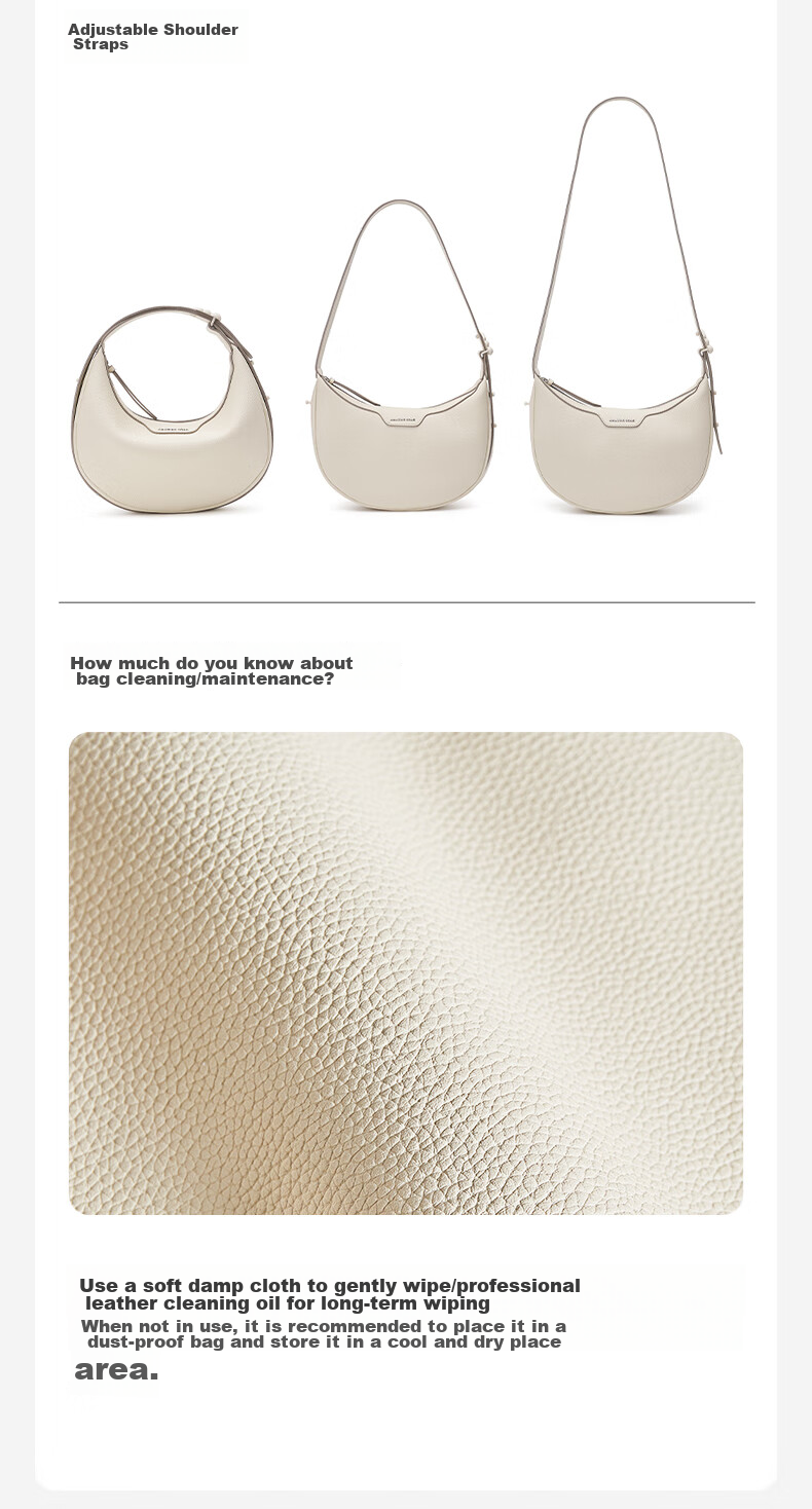AMAZING SONG Half-Moon Bag, Small Size, Original High-End Designer Crescent Bag, Cowhide Shoulder Crossbody Underarm Women's Handbag, Birthday Gift 14