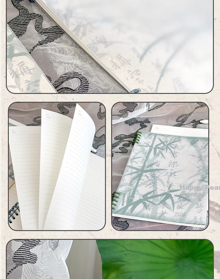 Sannianerban Chinese Style B5/60 Sheets Lined Comfortable Loose-Leaf Notebook Detachable Vintage-Style High-Quality Journal for Students' Diary And Error Correction Spiral Notebook Plum 10