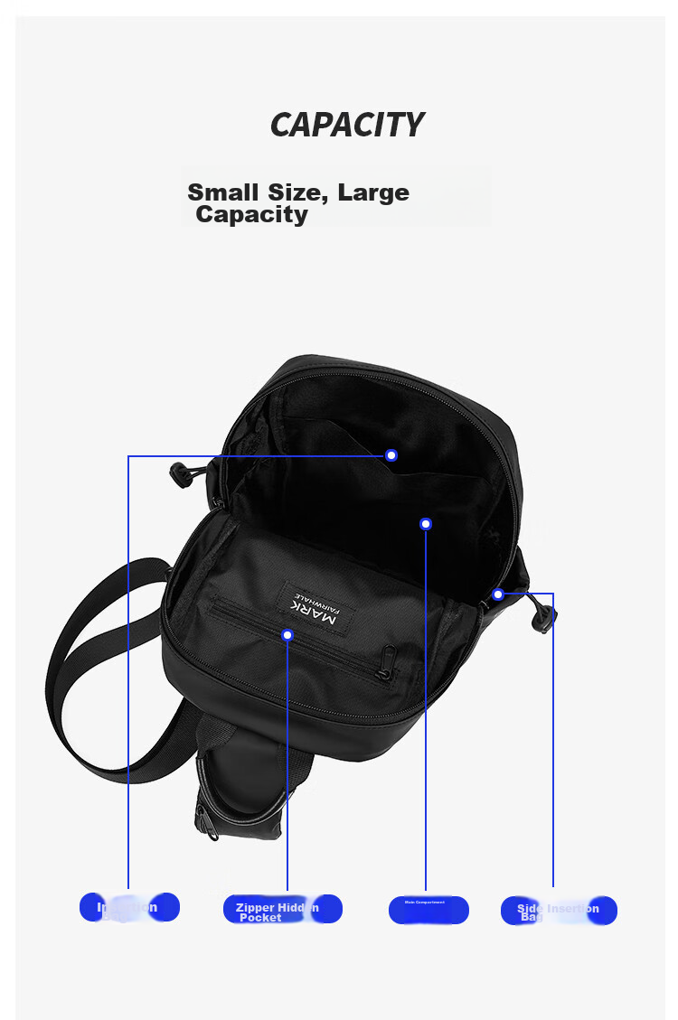 MARK FAIRWHALE High-End Crossbody Bag for Men, Shoulder Bag, Chest Bag, Motorcycle Riding Bag, Large Capacity Water-Resistant Commuter Satchel 12