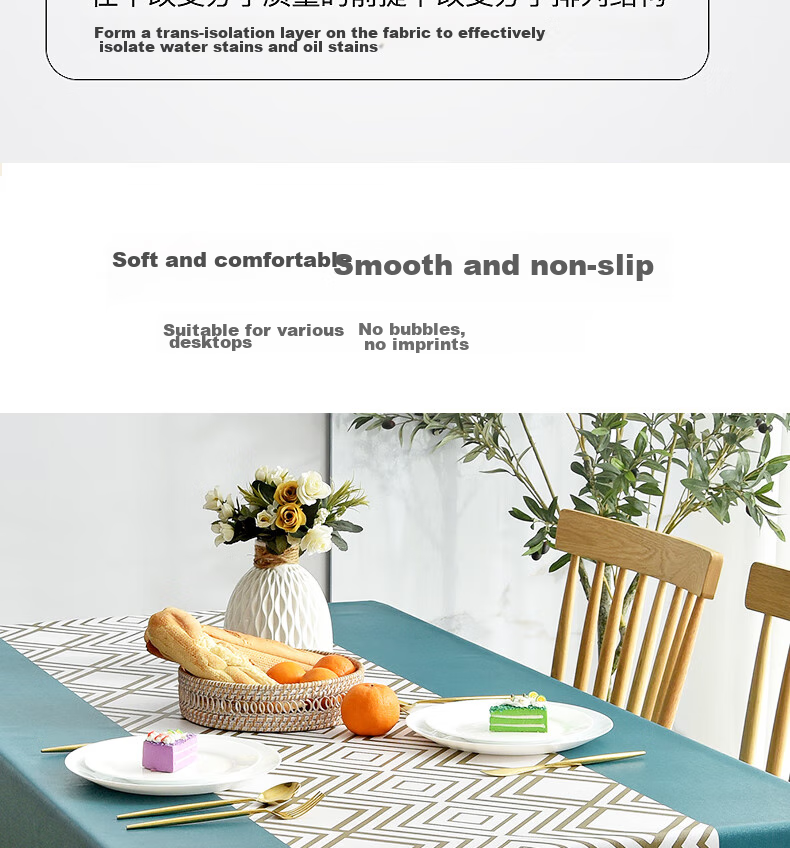 MOON TIME Tablecloth, Fabric Waterproof And Oil-Proof, Washable Dining Table Cover, Rectangular Table Mat for Restaurant, PVC Table Pad, Dining Mat, 140*180 12