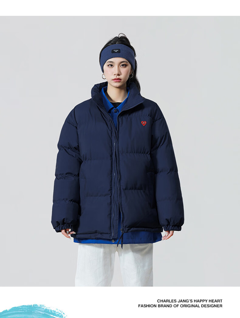 Chaersitaoxin [Wang Churan's Choice] Unisex Couple Matching Winter Thick Cotton Jacket Puffer Coat, Black, Size L 14