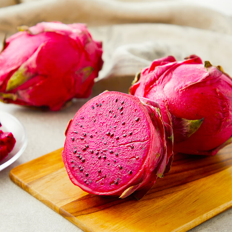 京鲜生越南火龙果 红心3个+白心3个共6个单果600g+水果源头直发一件包邮