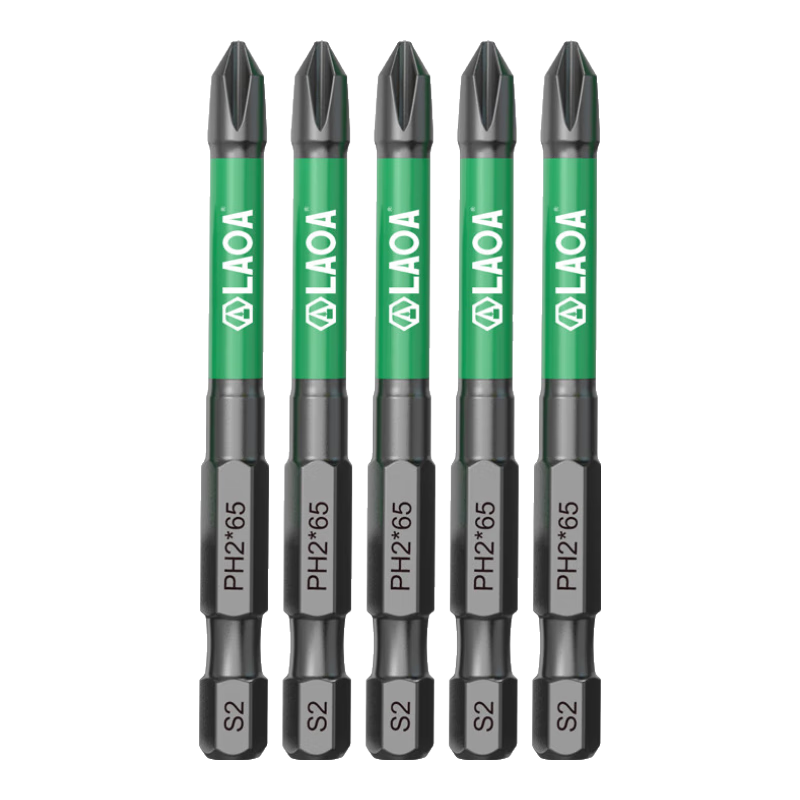 LAOA High Hardness Strong Magnetic Phillips Screwdriver Bits PH2*65mm 5-Pack LA617002
