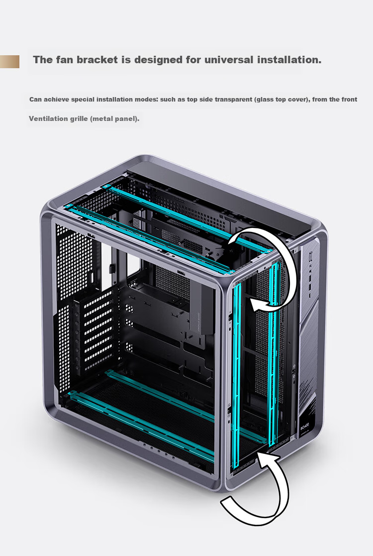 JONSBO BO400 ATX Aluminum Seaside Case (E-Sports Gaming, 360mm Water Cooling, 5V ARGB Lighting Effects, 10 Fan Positions, Aluminum Alloy GPU Bracket, ATX Power Supply Position) 13