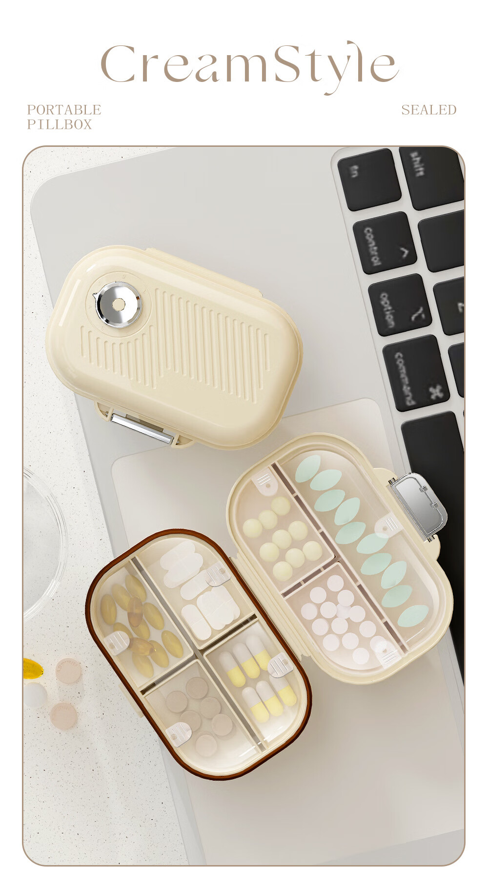 Lehuolvxing Pill Organizer, Portable Medicine Dispenser, Compact Mini Box for Storing Medications, Sealed Container for Pills 2