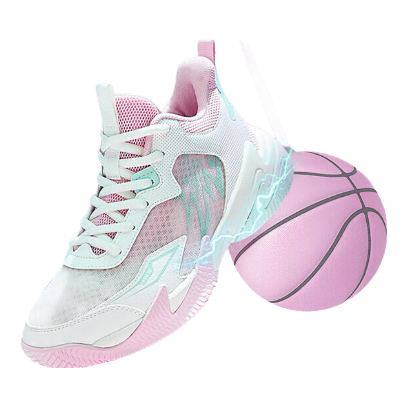 361° Hanjiang | Children's Basketball Shoes, Summer Practical Training for Youth, Hard Court Wear-Resistant Basketball Shoes, Pink, Size 37