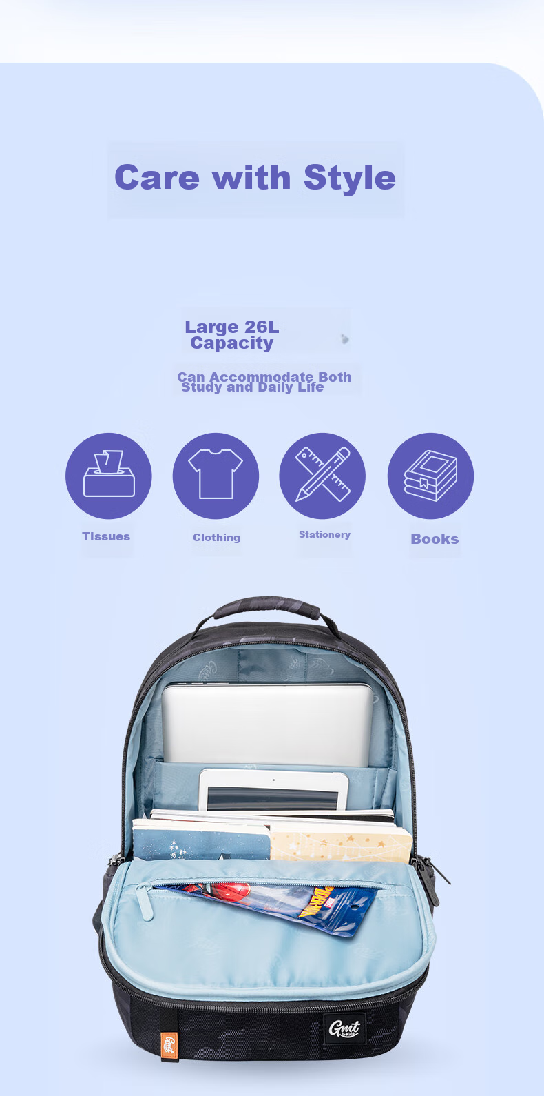 Gmt for Kids Elementary And Middle School Students' Backpack, Children's Spine-Protecting Double Shoulder Bag, Large Capacity Backpack for Grades 4-6, Boys And Girls Steel Armor Warrior 12