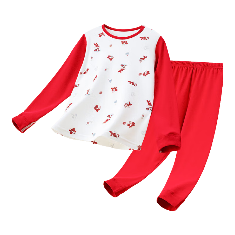 Gb Children's Pure Cotton Class A Zodiac Year Red Underwear, 5A Antibacterial And Anti-Mite, Zero Fluorescent Red Autumn Wear, Horse Year Red Underwear