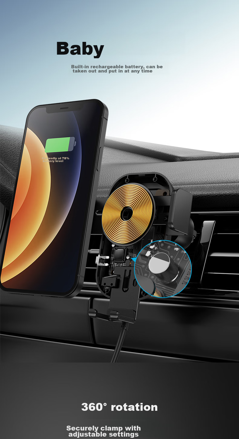 MOMAX Car Phone Holder, 15W Wireless Fast Charging Car Phone Mount, Magnetic Air Vent Navigation Stand 10
