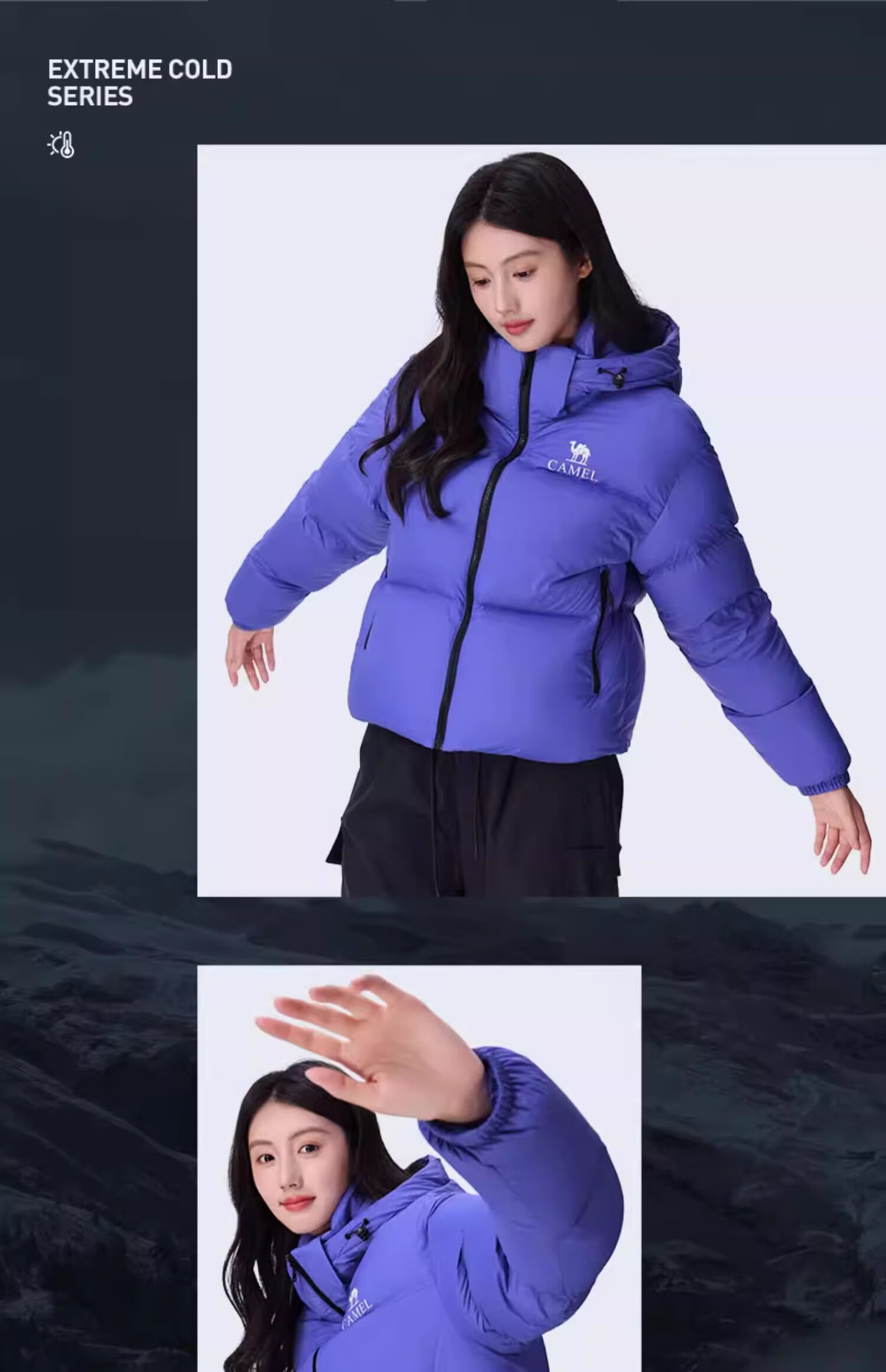CAMEL [Black Diamond Series] Women's Short Outdoor down Jacket, Ladies' Thickened Warm Hooded Puffer down Coat 20