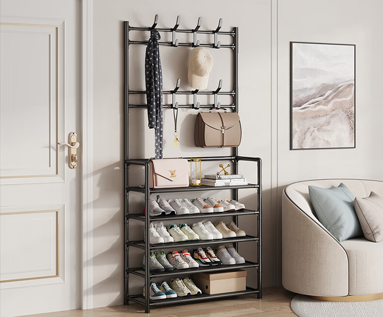 Anerya Simple Shoe Rack, Narrow Metal Shoe Cabinet for Entryway, Multi-Layer Storage Shelf for Home Use, Narrow Model with 6 Layers 1