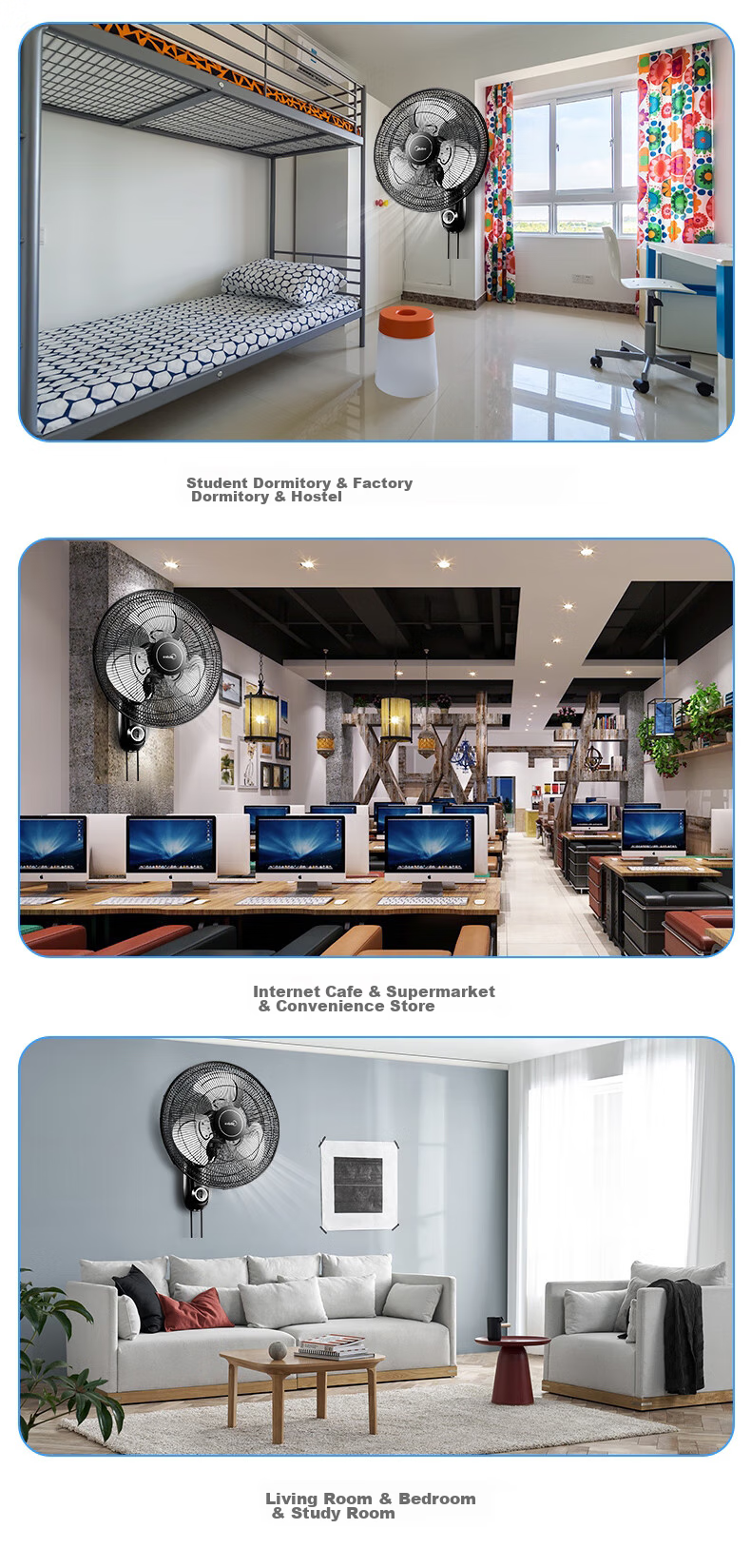 Midea Wall-Mounted Industrial Metal Fan, Commercial Wide-Angle Oscillating High-Volume Wall-Mounted AC Fixed-Frequency Fan, 20-Inch Large Head Wall-Mounted Electric Fan, FW45-20B 9