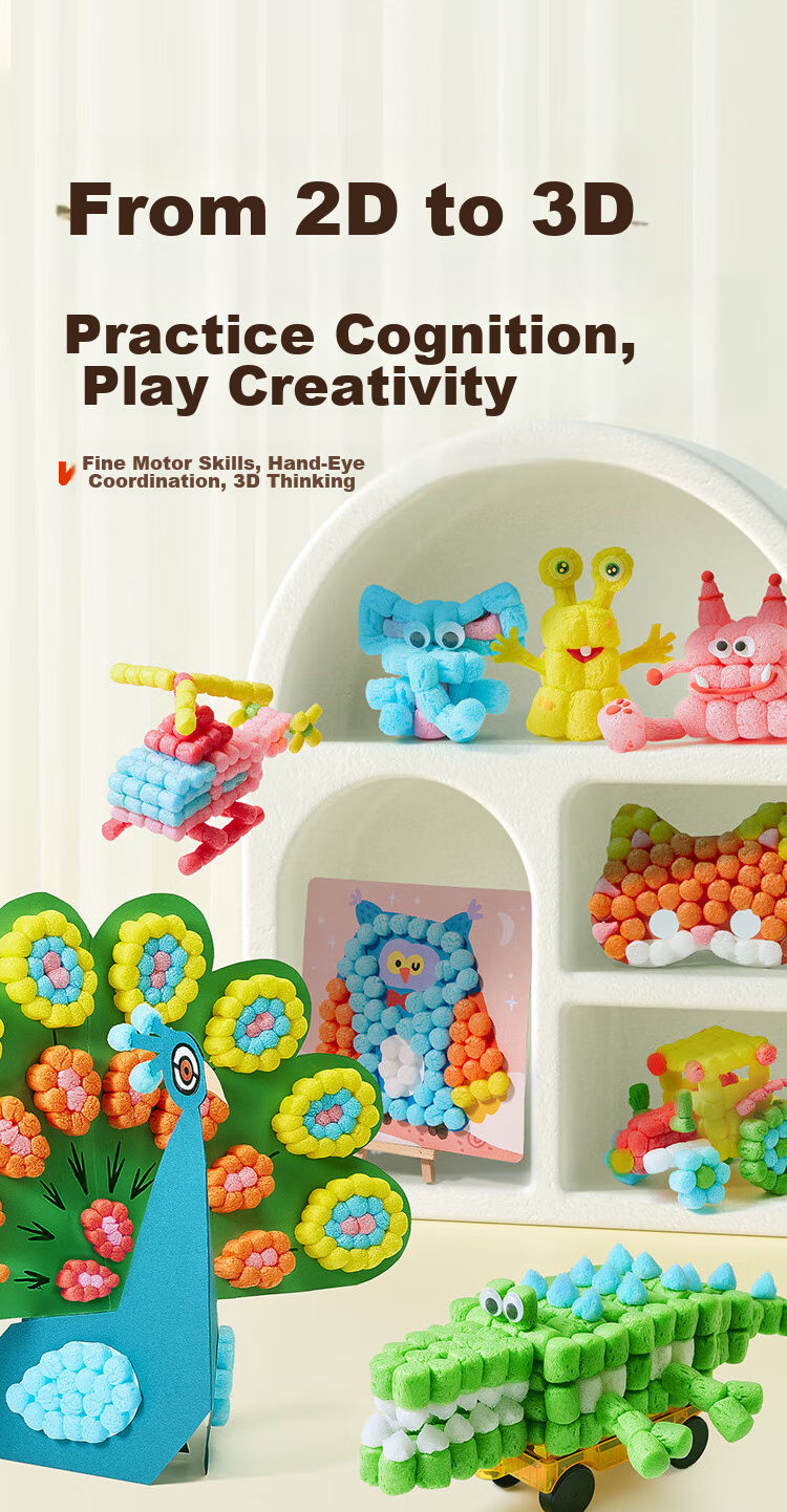 Meiletongnian Corn Building Blocks DIY Craft Kit with Colored Corn Kernels, Kindergarten Clay Foam Toys, Birthday Gift for Children Aged 3-6 6