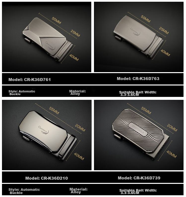 CROCODILE Valentine's Day Gift for Men, Single Automatic Buckle, No Strap, Alloy Leather Belt Buckle with Card Slot, Wearable K 4