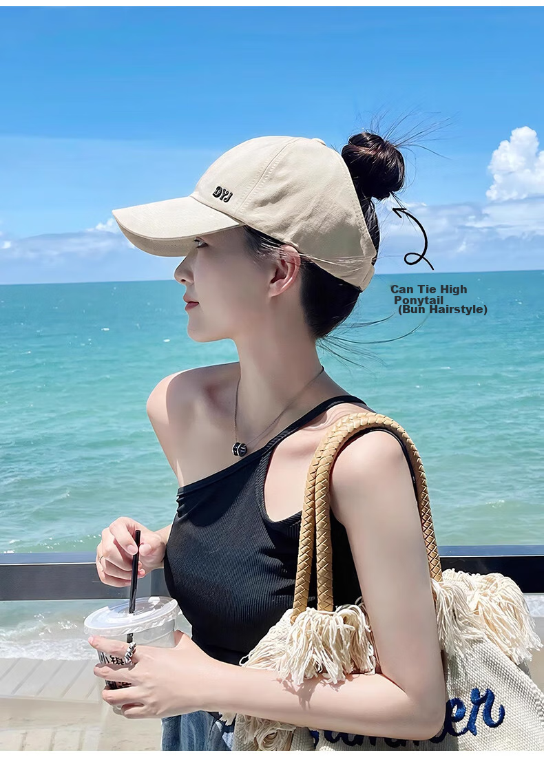 YUZHAOLIN Baseball Cap, Women's Summer Sun Hat, Visor Hat for Men, Sun Protection Hat for Women, Breathable Peaked Cap, Can Be Tied into High Ponytail 2