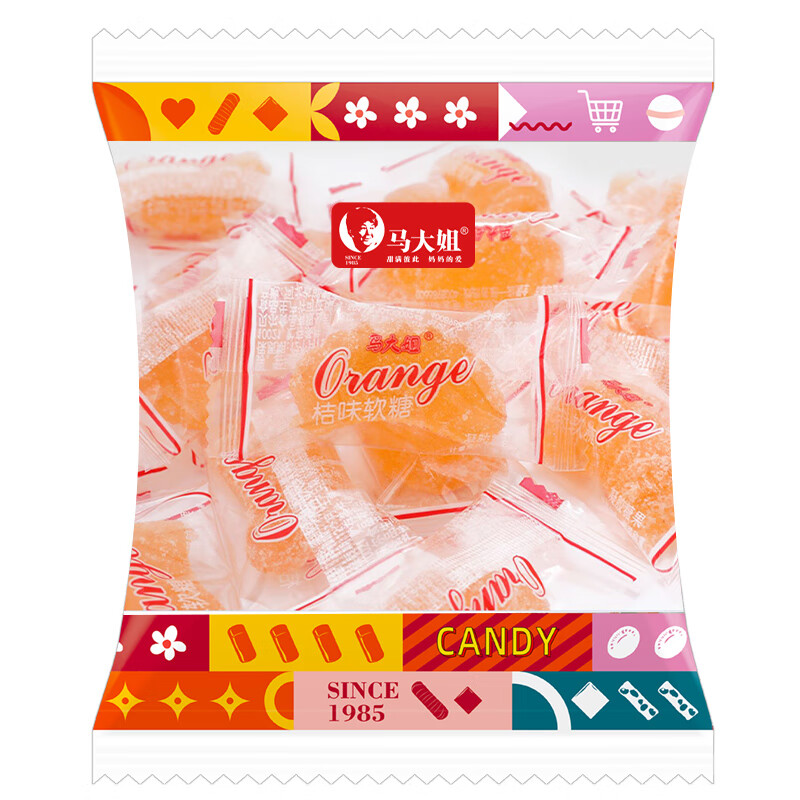 马大姐 橘子水果软糖 500g/袋 喜糖 桔子瓣果汁软糖怀旧零食糖儿童礼物