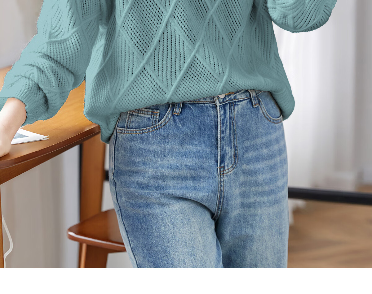 She Enjoy Textured Versatile Diamond Cable Knit Round Neck Sweater Women's Inner and Outer Wear Knit Top T53Z051 24