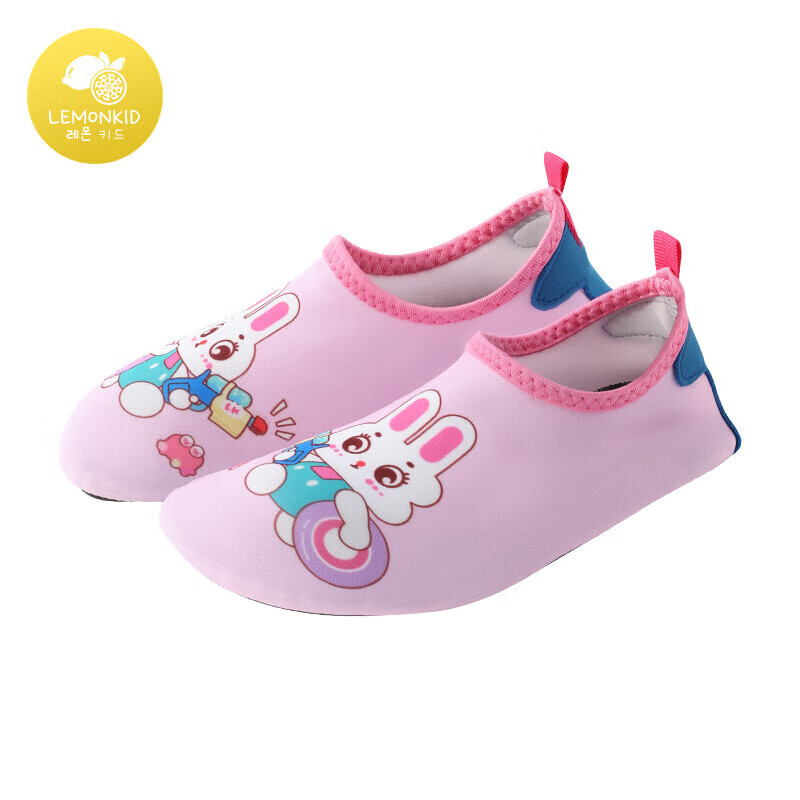 Lemonkid Children's Beach Shoes, Water Park Diving Swimming Shoes, Soft-Soled Slippers for Boys And Girls, Orchid Pink Little Rabbit, Size 22/23