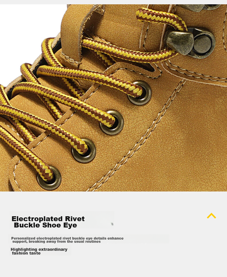 HLA Couple Boots, Yellow Boots for Men, Comfortable Thick-Soled Martin Boots, Men's Style T249, Earth Yellow Color, Size 42 21
