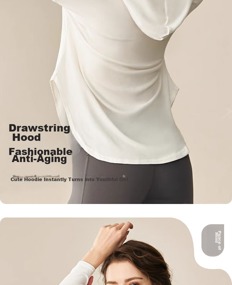 XUEXIMAN Yoga Wear Sports Top for Women, Loose-Fitting Elegant Quick-Dry Long Sleeve Outer Wear Casual Jacket, Hooded Pilates Fitness Clothing 7