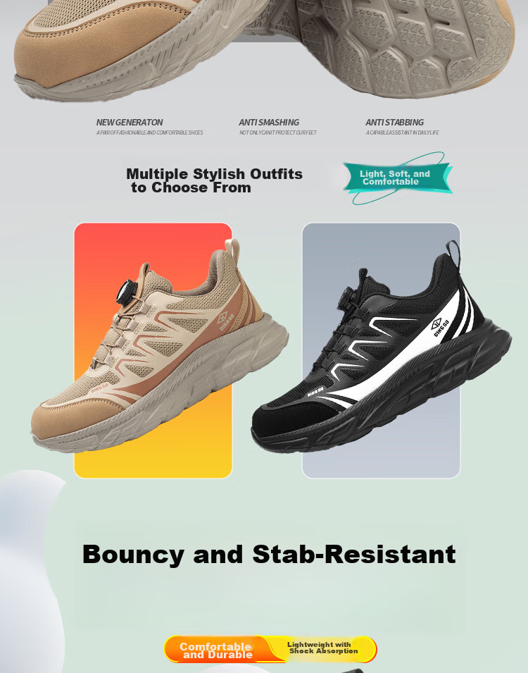 Dinggu Safety Shoes for Men, Lightweight All-Season Anti-Smashing And Puncture-Resistant Steel Toe Work Boots with Smart Buckle JD8071D41 3