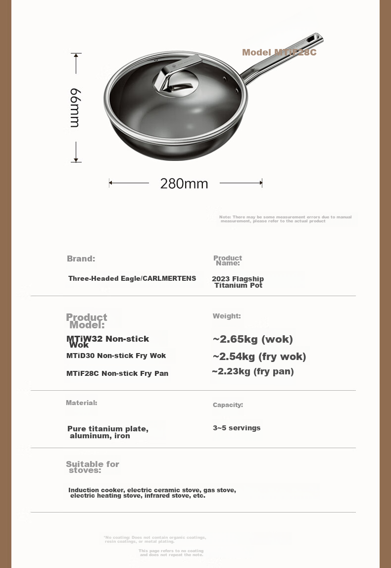 CARL MERTENS Titanium Non-Coated Non-Stick Wok 32cm for Home Use, Low Smoke, Compatible with All Stoves MTiW32 11