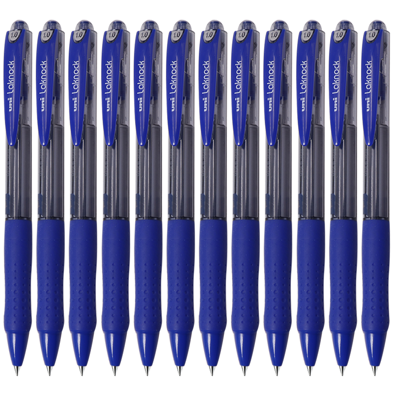 Uni Mitsubishi SN-100 Retractable Ballpoint Pen, 1.0mm Diameter, Student Pen, Office Stationery Signing Pen, Blue, Pack of 12