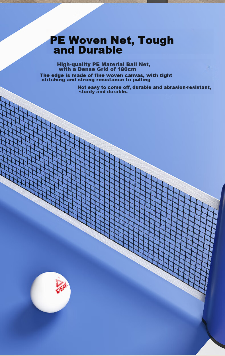 PEAK Portable And Extendable Table Tennis Net Stand, Indoor And Outdoor Ping Pong Table Net Frame, Blue And White 6