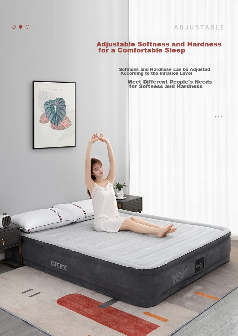 INTEX Built-In Electric Pump Single-Person Large Automatic Inflatable Mattress for Car, Home Nap, Outdoor Folding Bed 766 with 1 Pillow 6