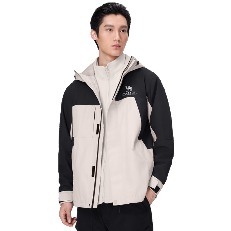 CAMEL Outdoor Jacket Three-In Contrasting Colors Detachable Two-Piece Set Storm-Proof Windproof Waterproof Mountaineering Suit XL