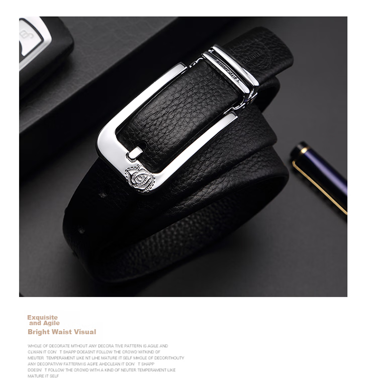 CROCODILE Genuine Top-Grain Leather Women's Pin Buckle Belt, Versatile Waistband, Birthday Gift for Girlfriend, T1806 Black 4