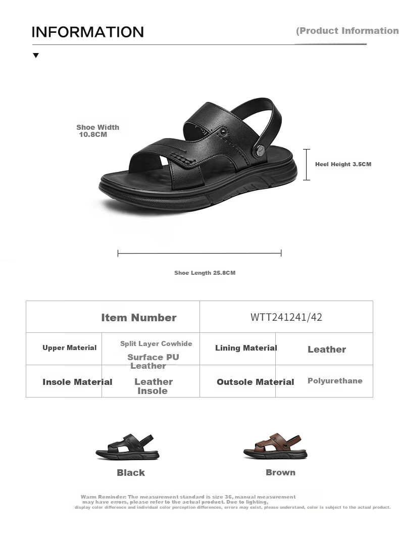 RED DRAGONFLY Beach Shoes, Summer Comfortable Soft Sole, Non-Slip Breathable Dad Sandals, Two-Way Wear Sandals WTT24124, Black, Size 43 2
