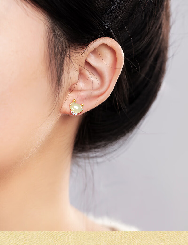 MANHE S925 Silver And Hetian Jade Earrings for Women, Zodiac Year Dragon Year Birthday Gift for Wife Or Girlfriend 25