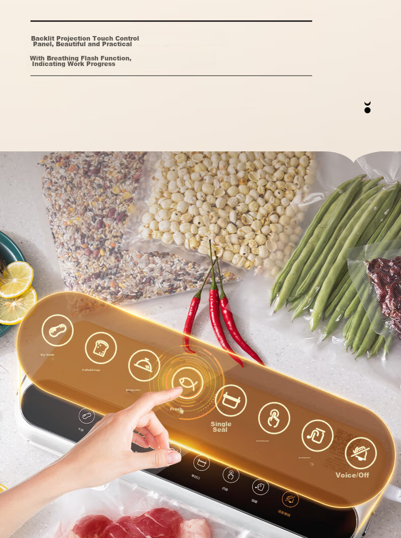 Deli Small Vacuum Sealer Machine for Home And Commercial Use, Automatic Food Sealing Machine, Dual-Purpose Dry And Wet Vacuum Sealer for Sausages, Cured Meat, Fresh Food Preservation And Packaging 5