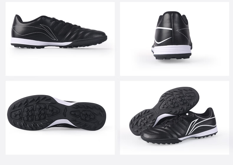 Li-Ning Soccer Shoes for Men, Women, Adults And Children, TF Turf Cleats, Professional Training Football Boots, Non-Slip Wear-Resistant Cleats for Youth, Black, Size 44 22