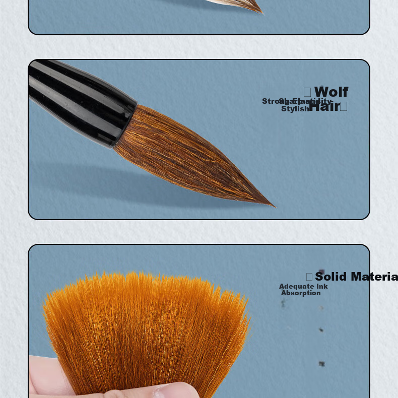 Deli Calligraphy Brush Set with Large Wolf Hair Brush for Spring Festival Couplets And Fu Character Writing, Square Bracket Calligraphy Brush for Chinese Painting Beginners, Suitable for Large Regular Script Calligraphy, Extra-Large Soft Brush 6