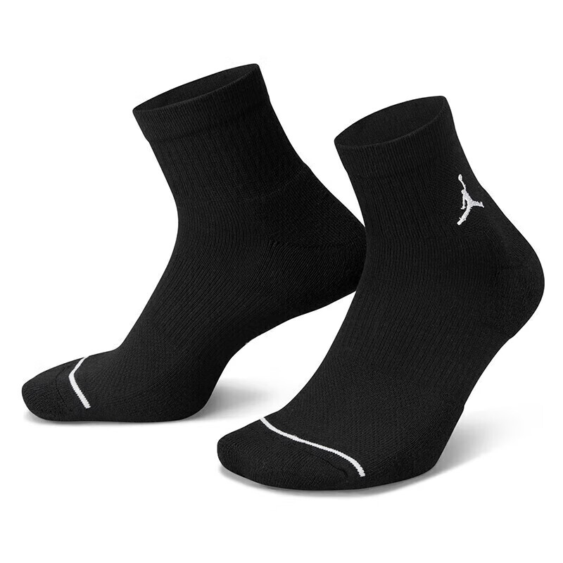 Jordan Men's And Women's Sports Socks, Embroidered Logo, Three-Pair Pack, Quick-Dry Mid-Calf Socks DX9655-010 Black XL