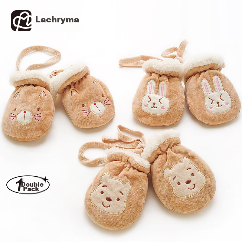 LAXIALIYA Baby Gloves for Autumn And Winter, Suitable for Infants Aged 0-1 Thickened Warm Children's Newborn Infant Fleece-Lined Sleepwear Anti-Freeze