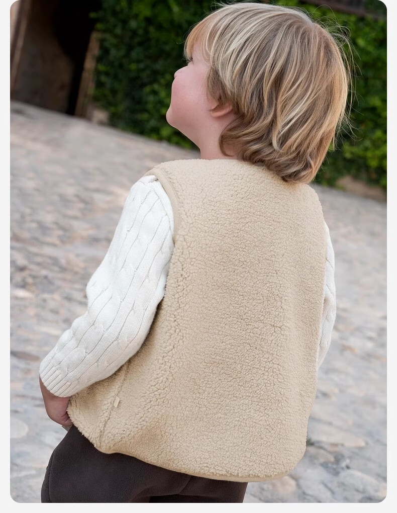 DAVE & BELLA Children's Vest, Reversible Faux Sherpa Waistcoat, Autumn And Winter Outerwear for Boys And Girls 11