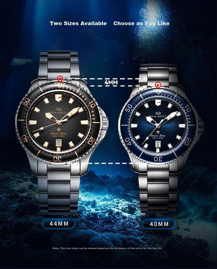 SEAGULL Men's Automatic Mechanical Watch, Ocean Pro Men's Watch Birthday Gift Diving Watch 1213 (Black 40mm) 15