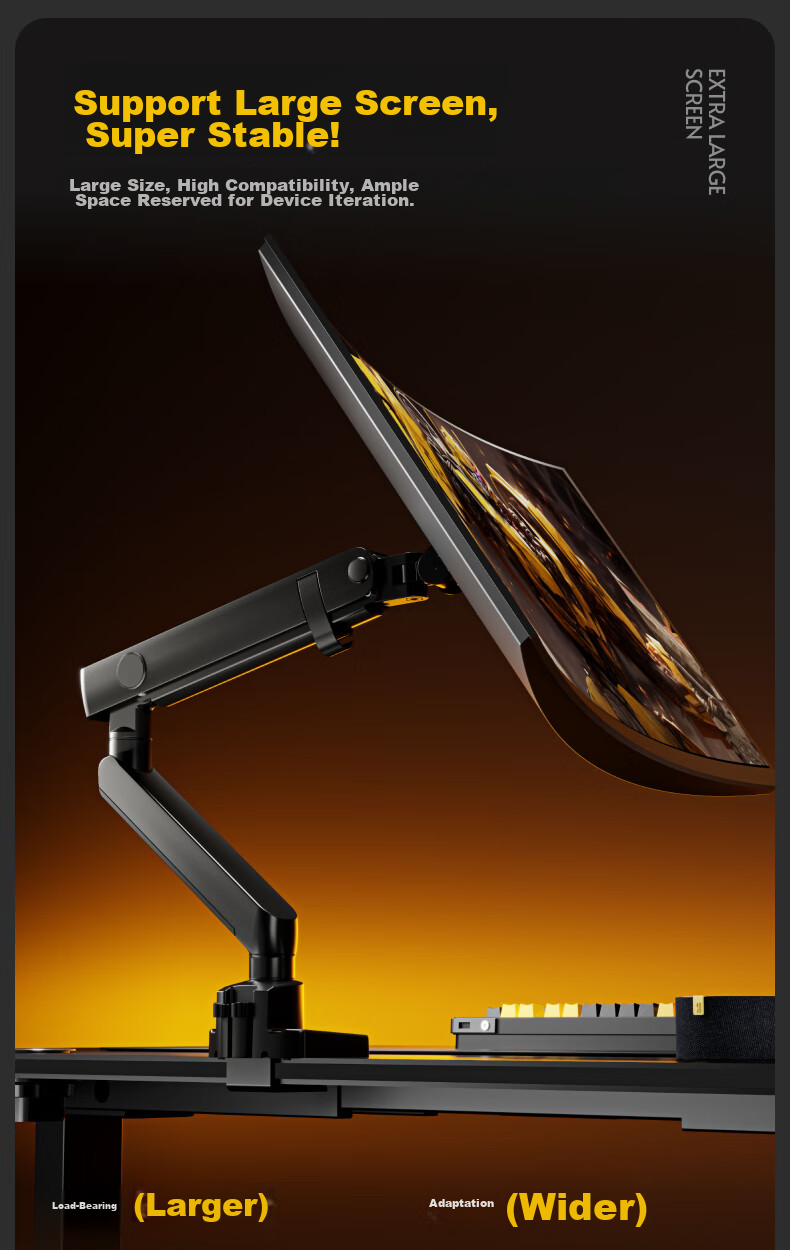 Brateck Beihu Monitor Stand, Mechanical Arm, Computer Desk Clamp Base, Heavy-Duty Screen Riser E500 Black 17-40 Inch, Suspended Arm 6