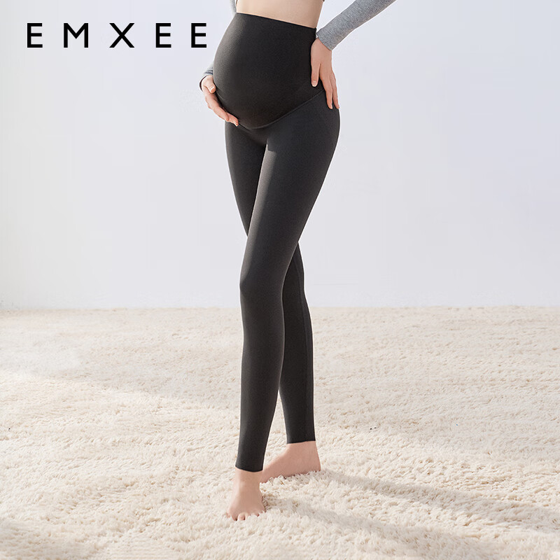 EMXEE New Camellia Oil Maternity Sharkskin Leggings Maternity Wear Four Seasons New Maternity Yoga Pants Slim Fit Black M