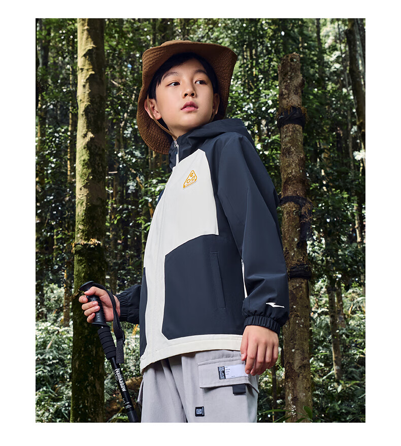 ERKE Children's Outerwear for Older Kids, Fall 2024 New Thick Windbreaker in Rock Green, Size 140 21